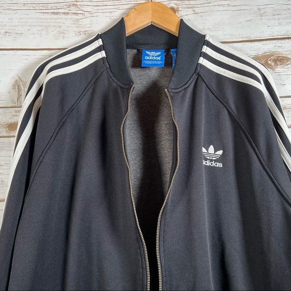 Adidas Black & White 3 Stripe Track Zip up Sweater Size XL - Picture 6 of 11